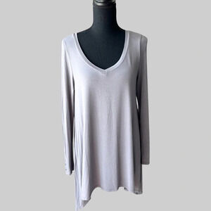 Tana+bee Grey Draped  Jersey Asymmetrical Hem Long Sleeves